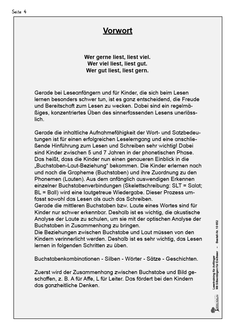 Lesetraining für Anfänger