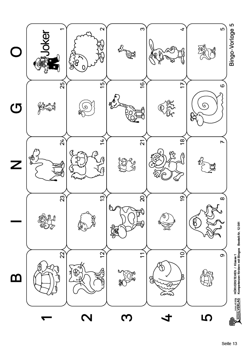 Hörverstehen / Klasse 1 - Kompetenzen fördern mit Bingos im 1. Schuljahr