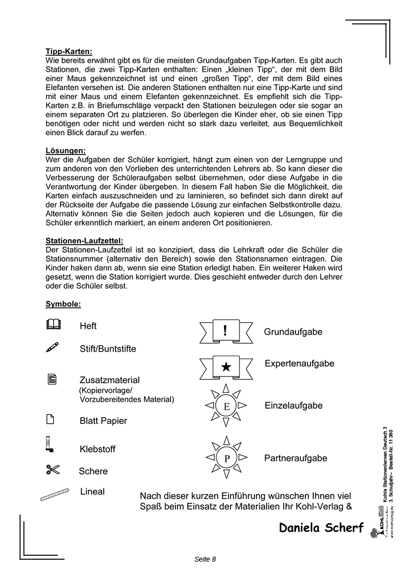 Stationenlernen Deutsch / Klasse 3