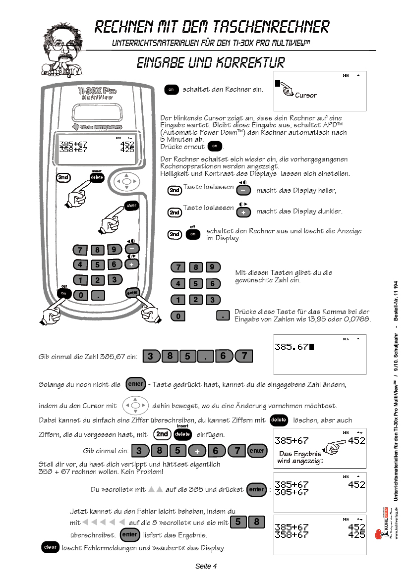 Rechnen mit dem Taschenrechner - 9./10. Schuljahr