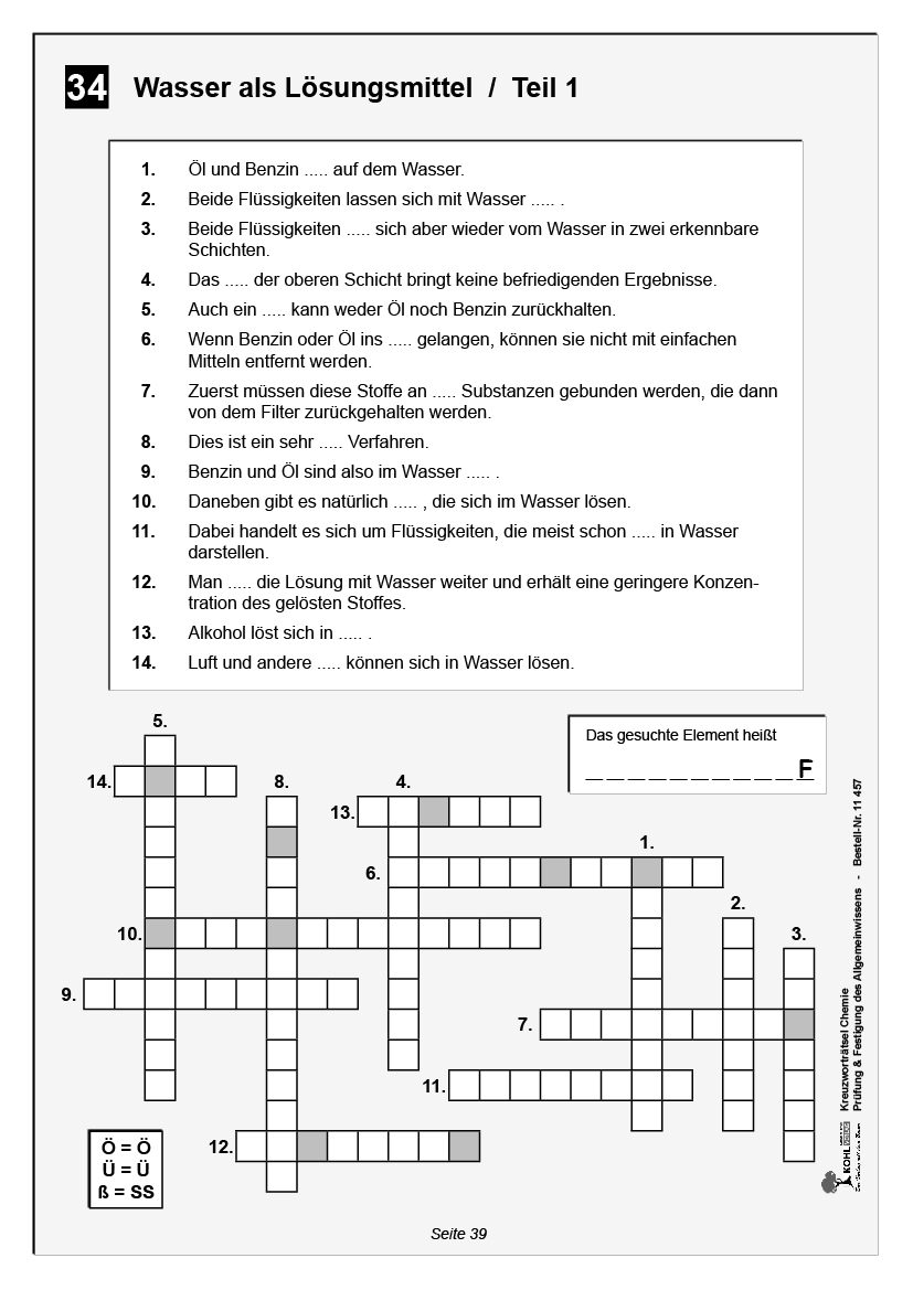 Kreuzworträtsel Chemie