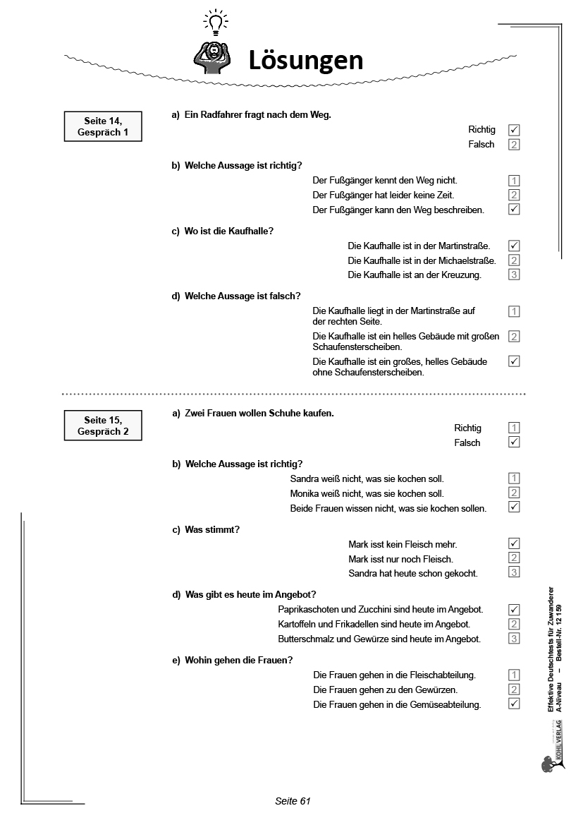 Effektive Deutsch-Tests für Zuwanderer - A-Niveau