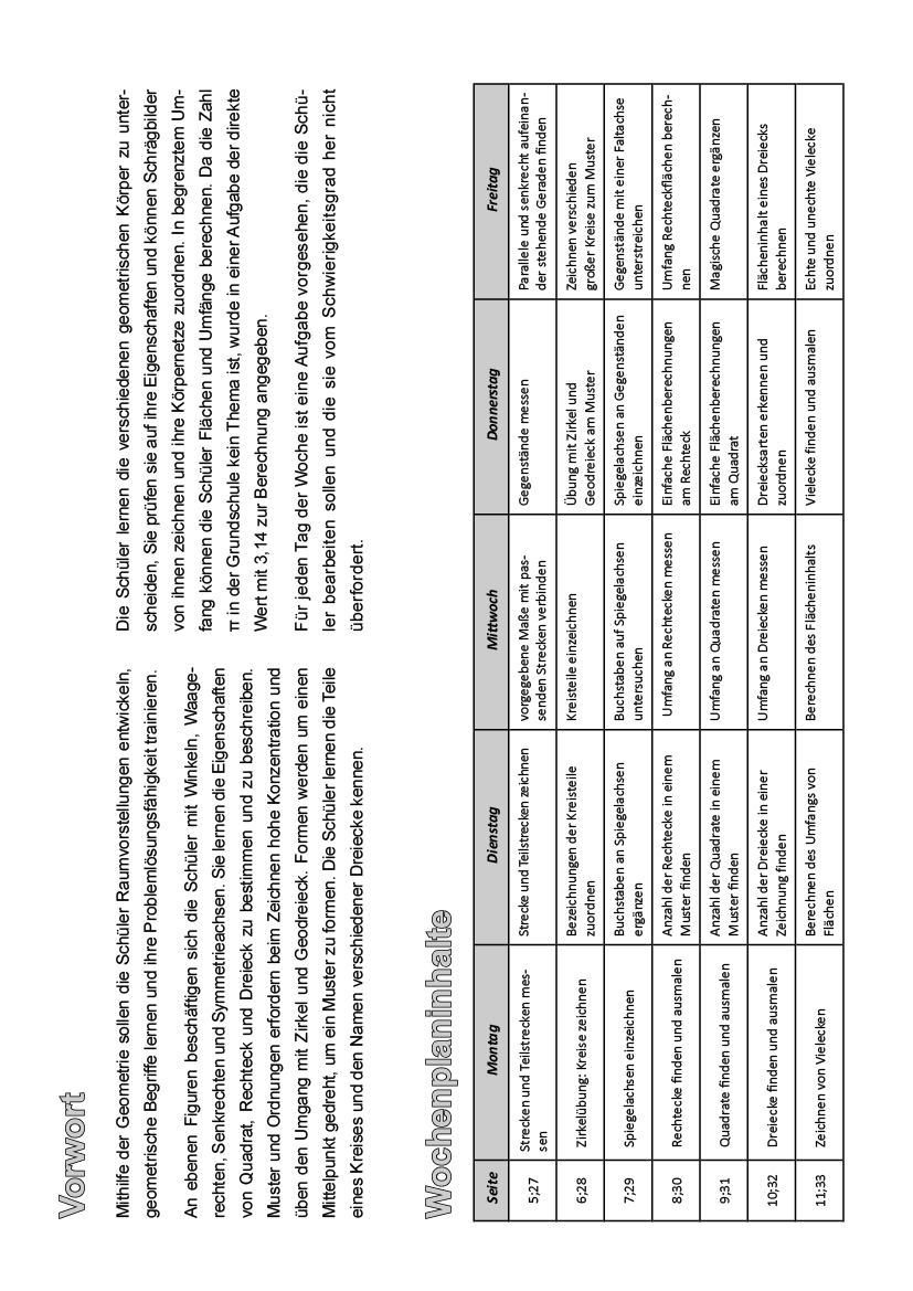 Wochenplan Geometrie / Klasse 3-4