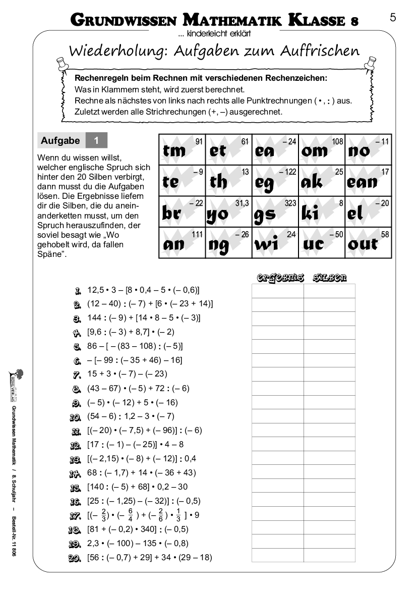 Grundwissen Mathematik / Klasse 8