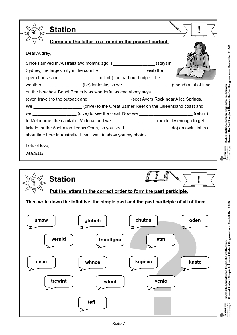 Stationenlernen Englische Zeitformen III