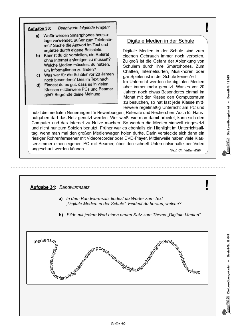 Die Leseübungskartei - Mit motivierenden Lesetexten in verschiedenen Niveaustufen