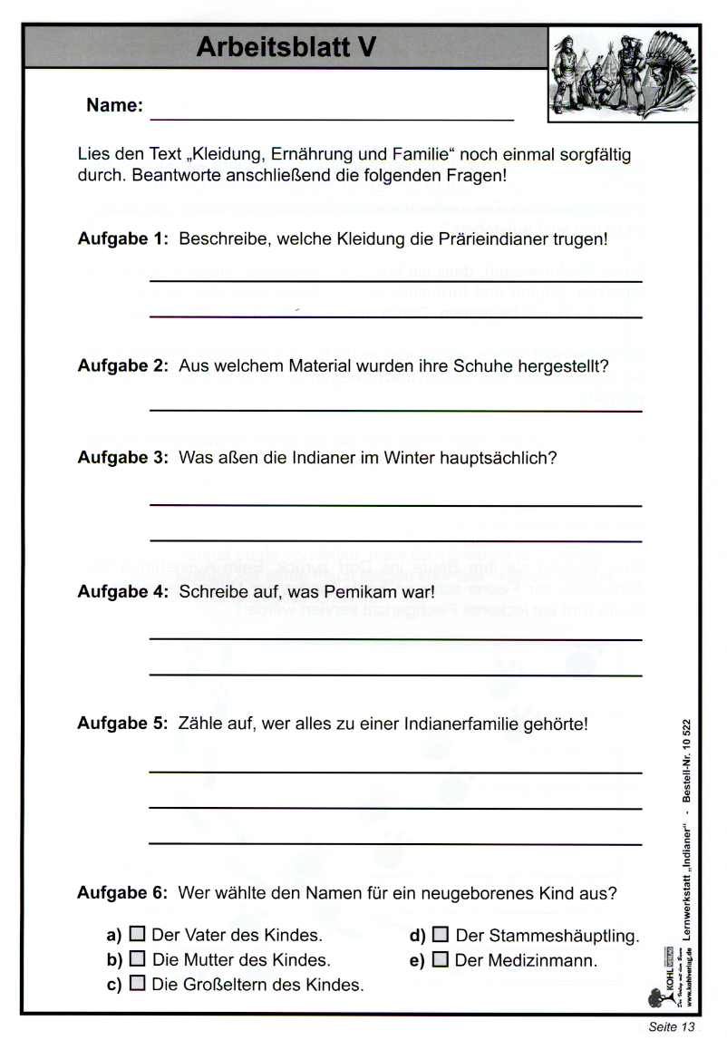 Lernwerkstatt Die Indianer Lernwerkstatt Die Indianer