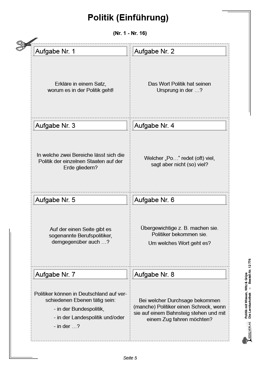 Politik mit Wissen, Witz & Grips  -  Die Lernkartothek