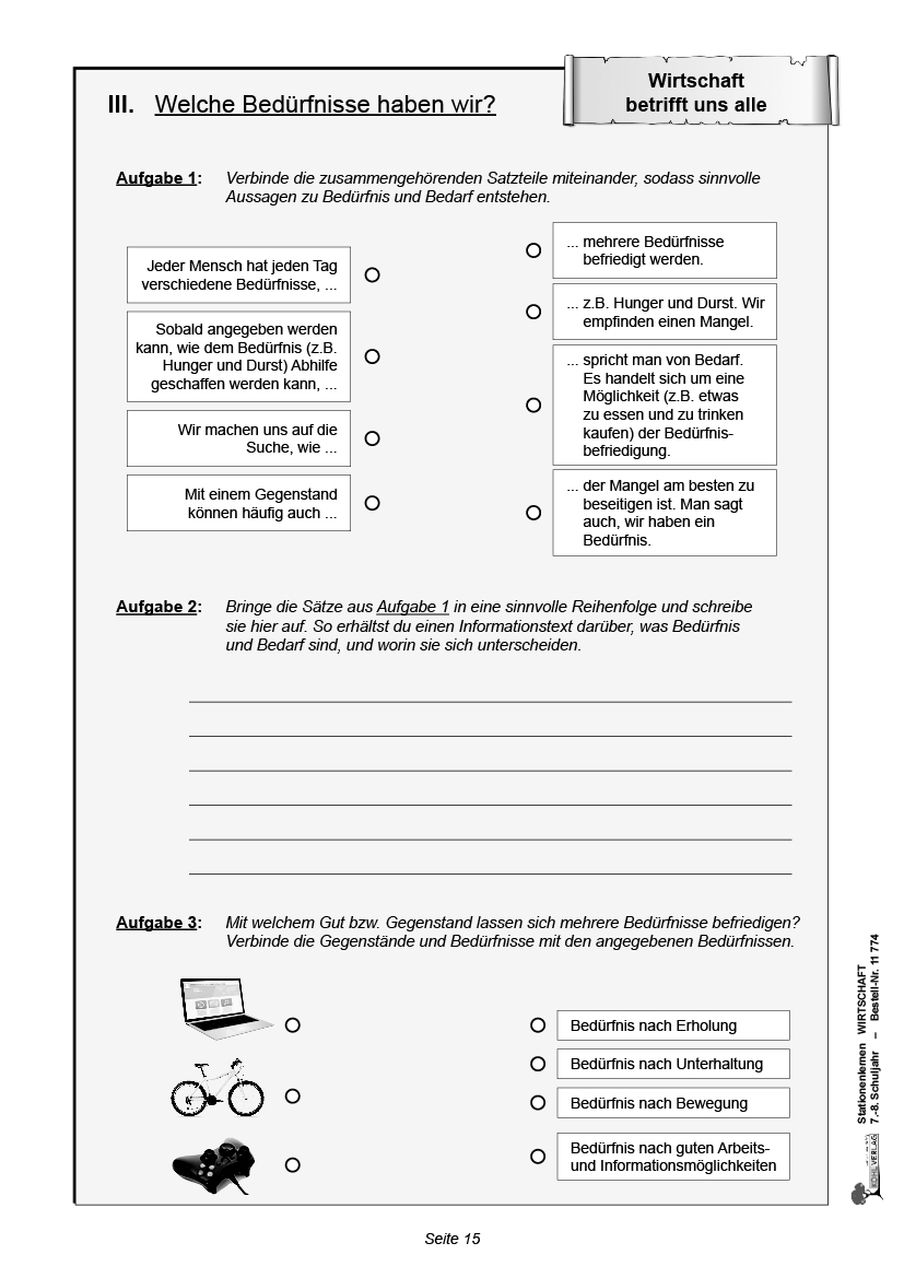 Stationenlernen Wirtschaft / Klasse 7-8