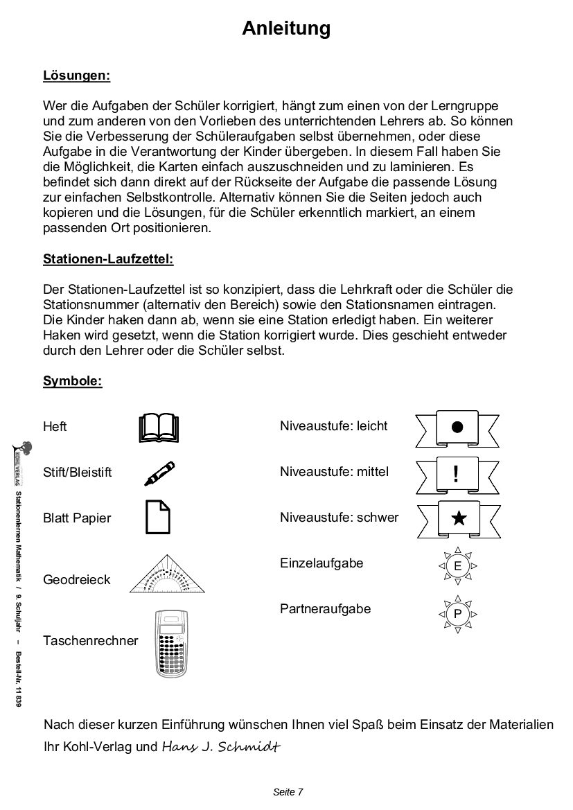 Stationenlernen Mathe / Klasse 9