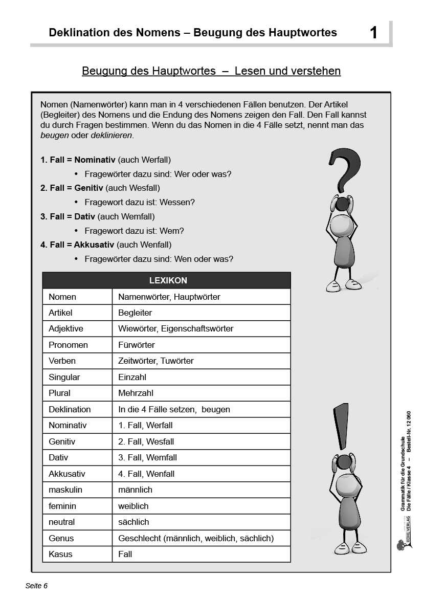 Grammatik für die Grundschule - Die Fälle / Klasse 4