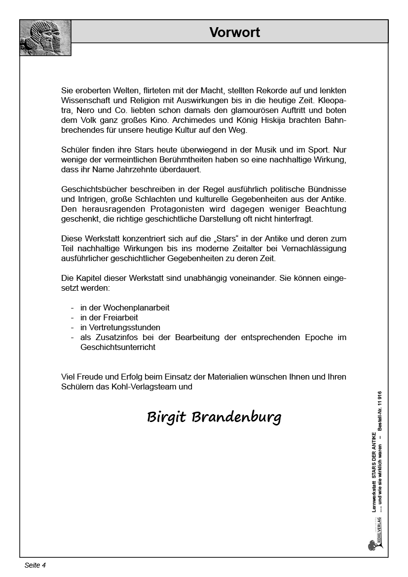 Lernwerkstatt Stars der Antike ... und wie sie wirklich waren Lernwerkstatt Stars der Antike ... und wie sie wirklich waren