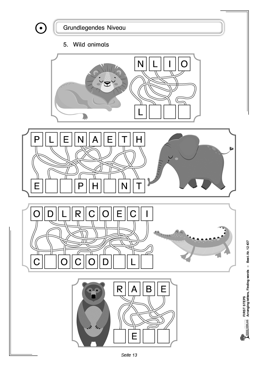 First Steps  -  Arranging letters, Finding words