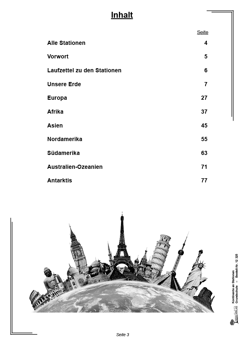 Kontinente an Stationen / Grundschule