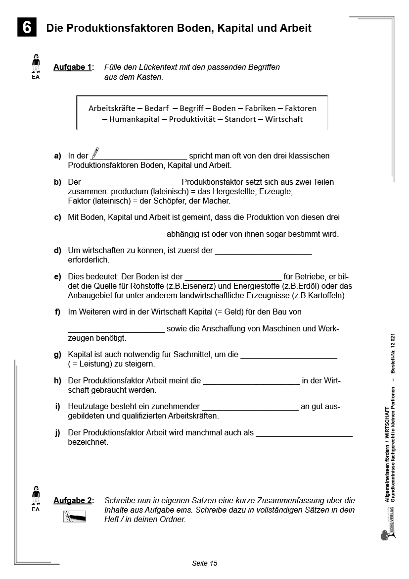 Allgemeinwissen fördern WIRTSCHAFT Allgemeinwissen fördern WIRTSCHAFT