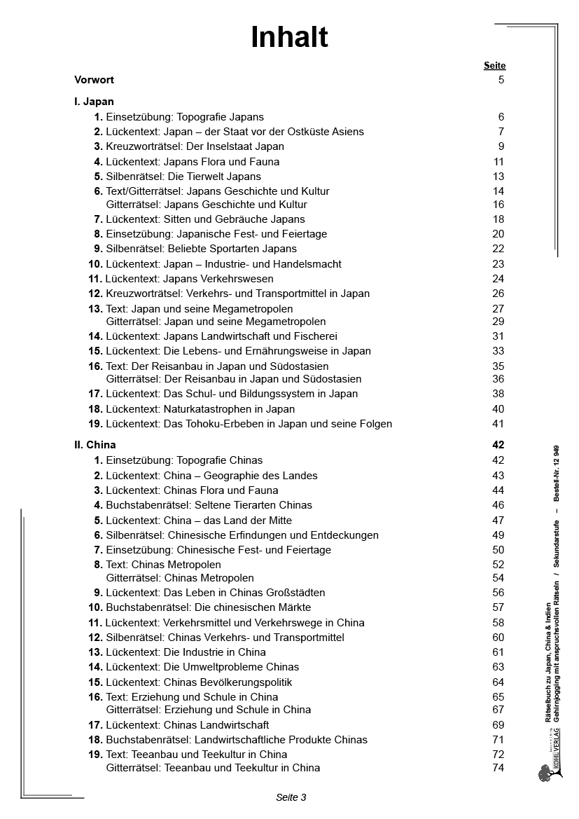 Rätselbuch zu Japan, China & Indien