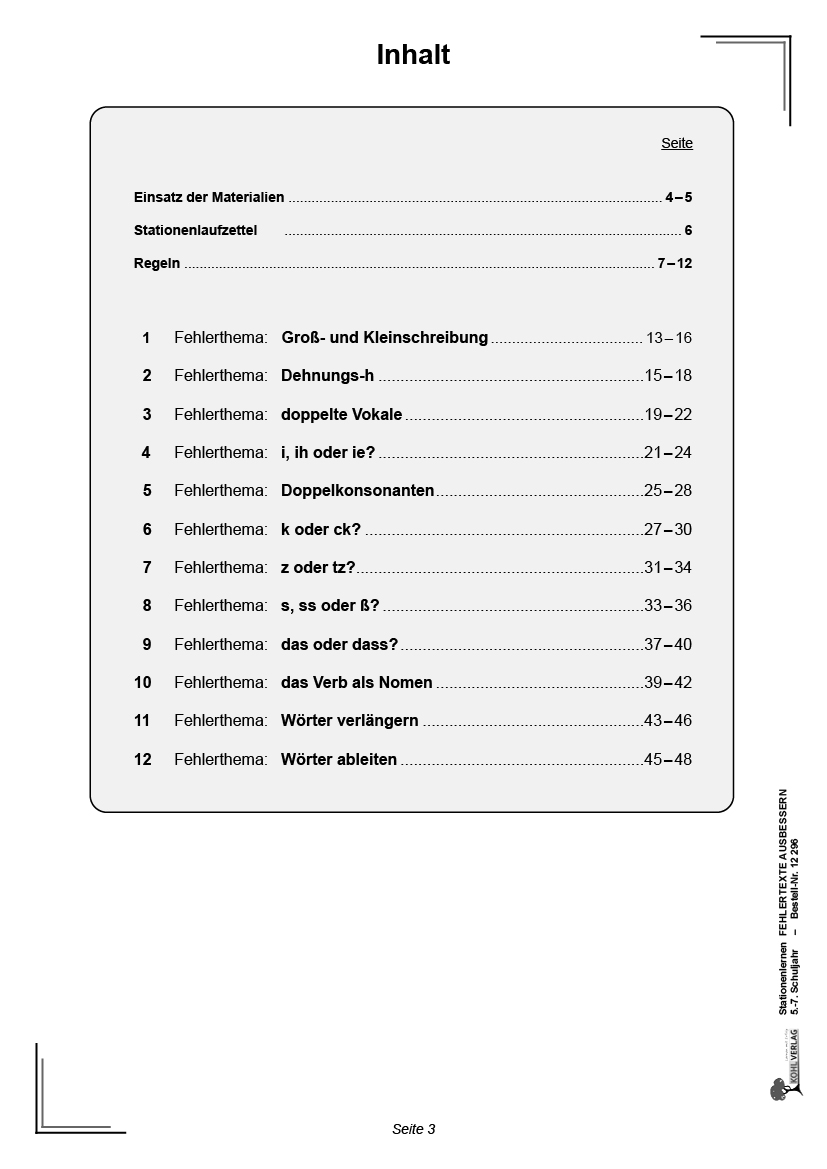 Stationenlernen Fehlertexte ausbessern / Klasse 3-4