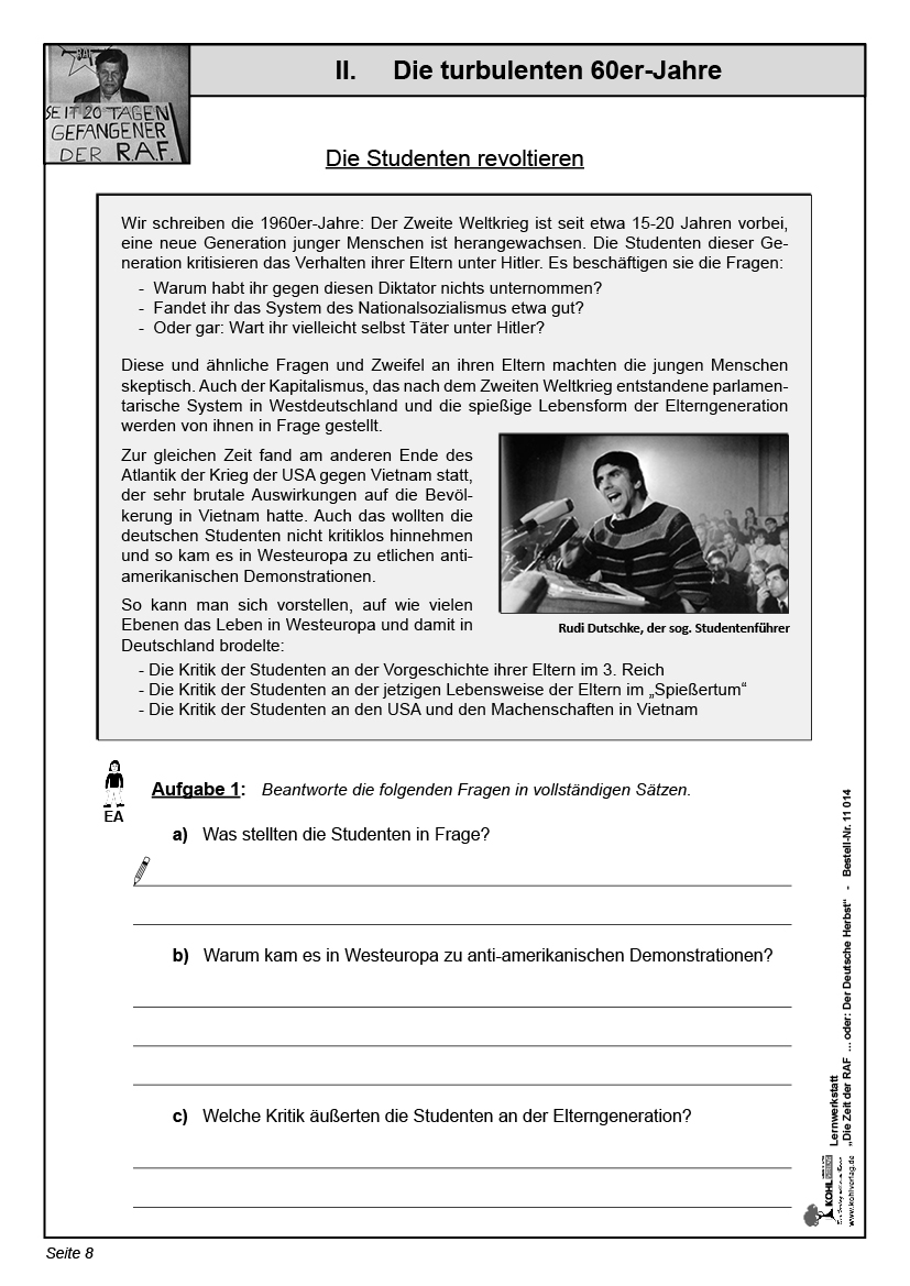 Lernwerkstatt Die Zeit der RAF Lernwerkstatt Die Zeit der RAF