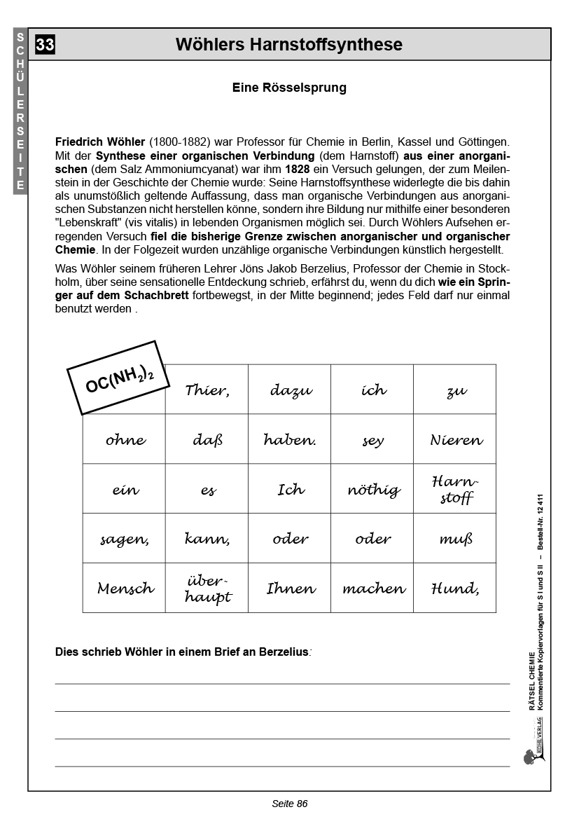 Rätsel Chemie - Rätselhaftes aus der Chemie zur Wiederholung und Vertiefung