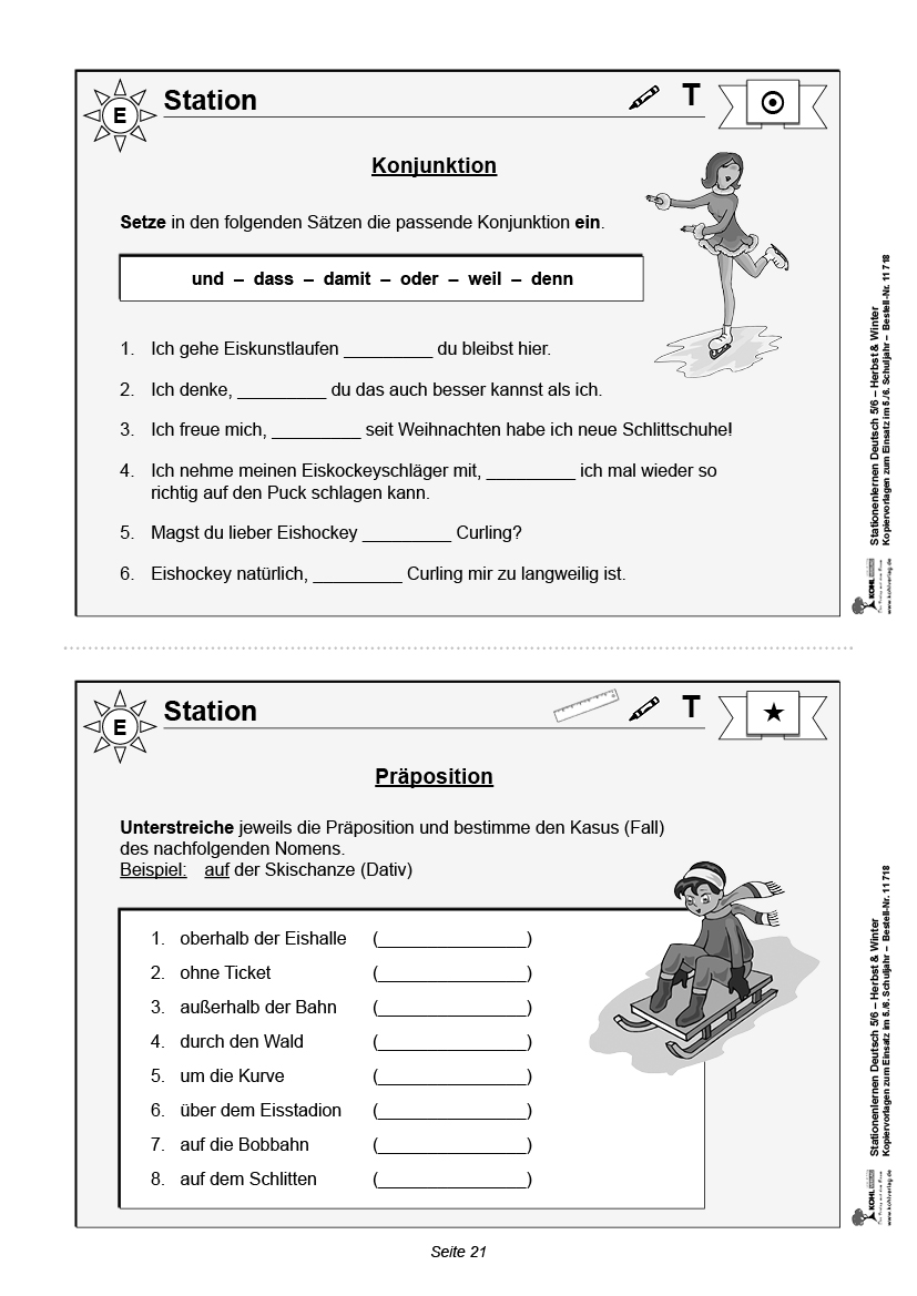 Stationenlernen Deutsch - Herbst & Winter / Klasse 5-6