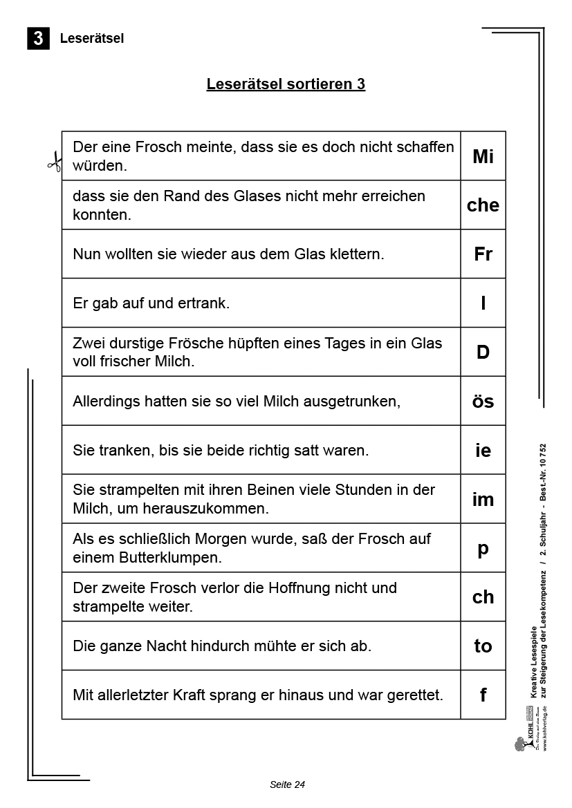 Kreative Lesespiele / Klasse 2