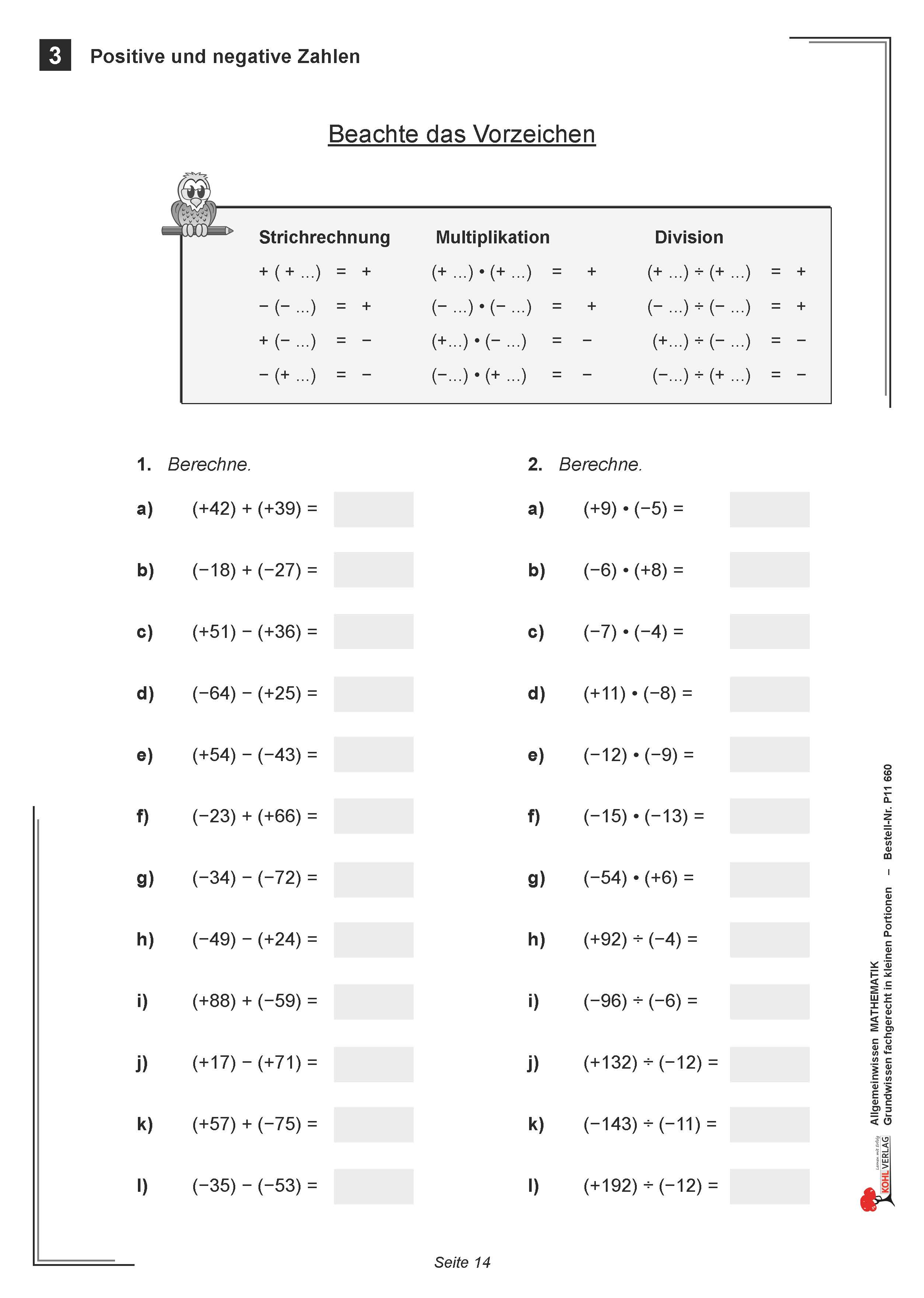 Allgemeinwissen fördern MATHEMATIK: Positive und negative Zahlen