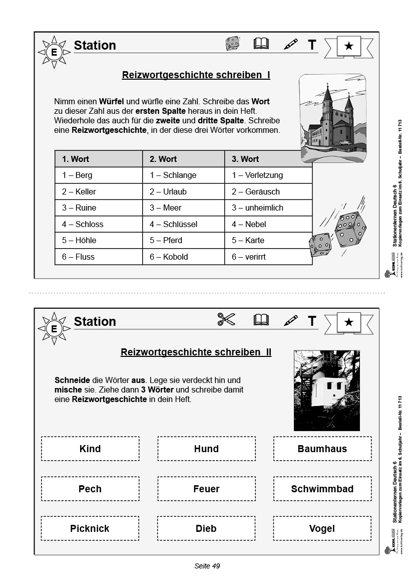 Stationenlernen Deutsch / Klasse 6