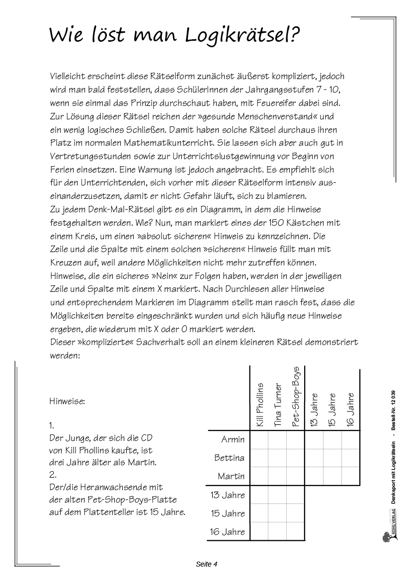 Denksport mit Logikrätseln