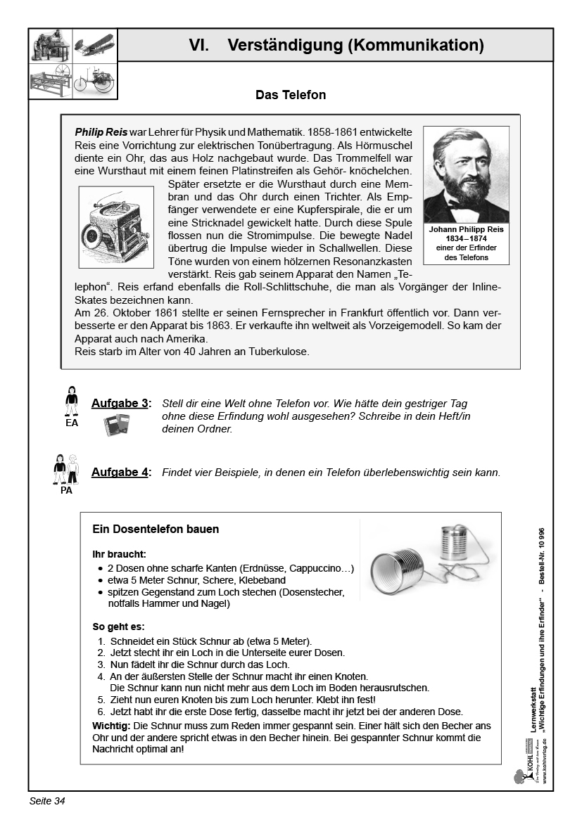 Lernwerkstatt Wichtige Erfindungen und ihre Erfinder