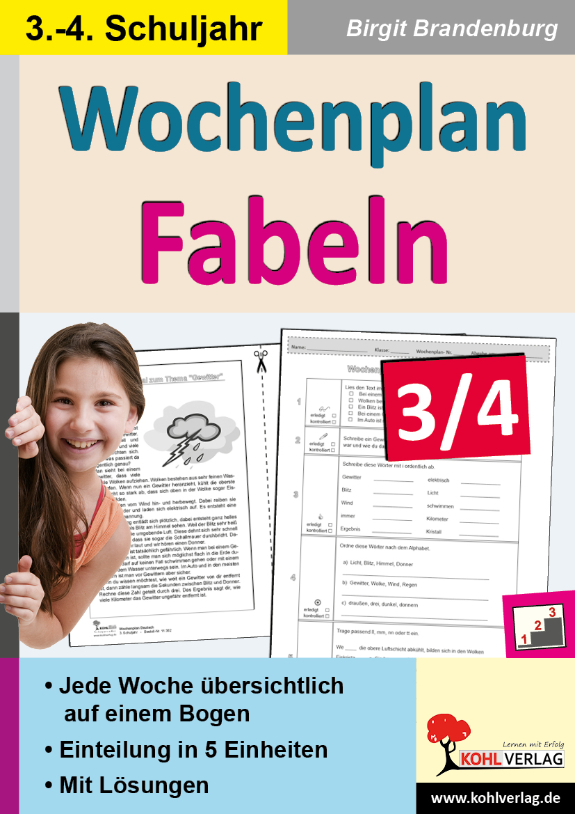 Wochenplan Fabeln / Klasse 3-4