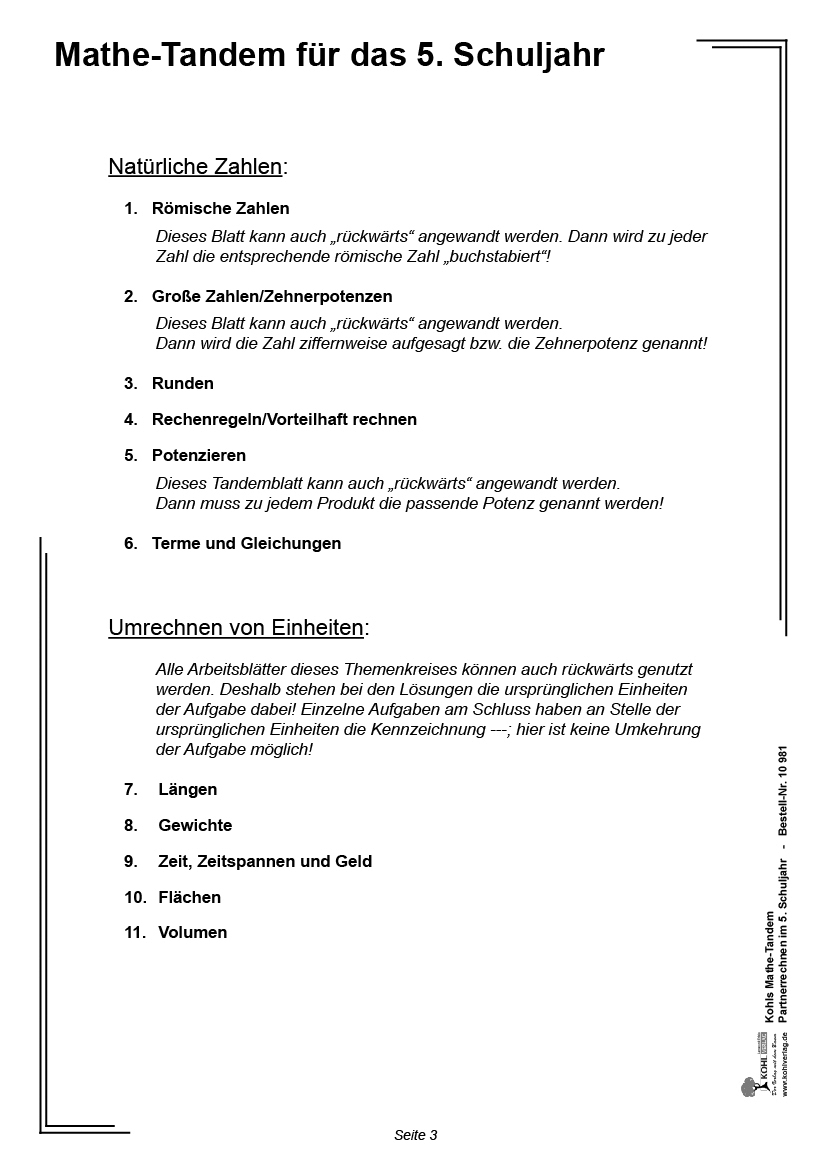 Kohls Mathe-Tandem / Klasse 5
