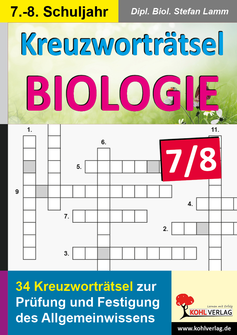 Kreuzworträtsel Biologie / Klasse 7-8 - Prüfung und Festigung des Allgemeinwissens
