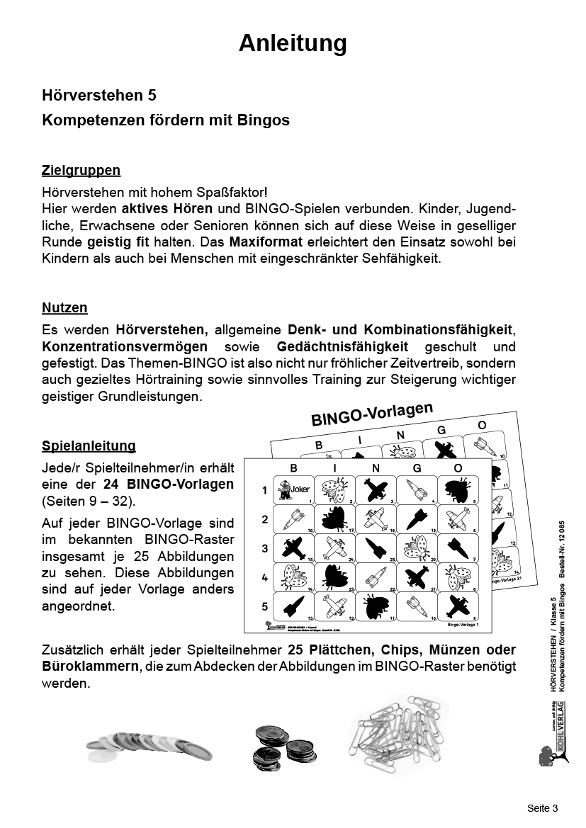 Hörverstehen-Bingo / Klasse 5