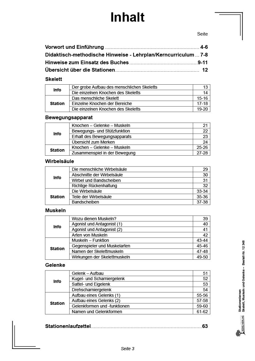 Stationenlernen Skelette, Muskeln & Gelenke