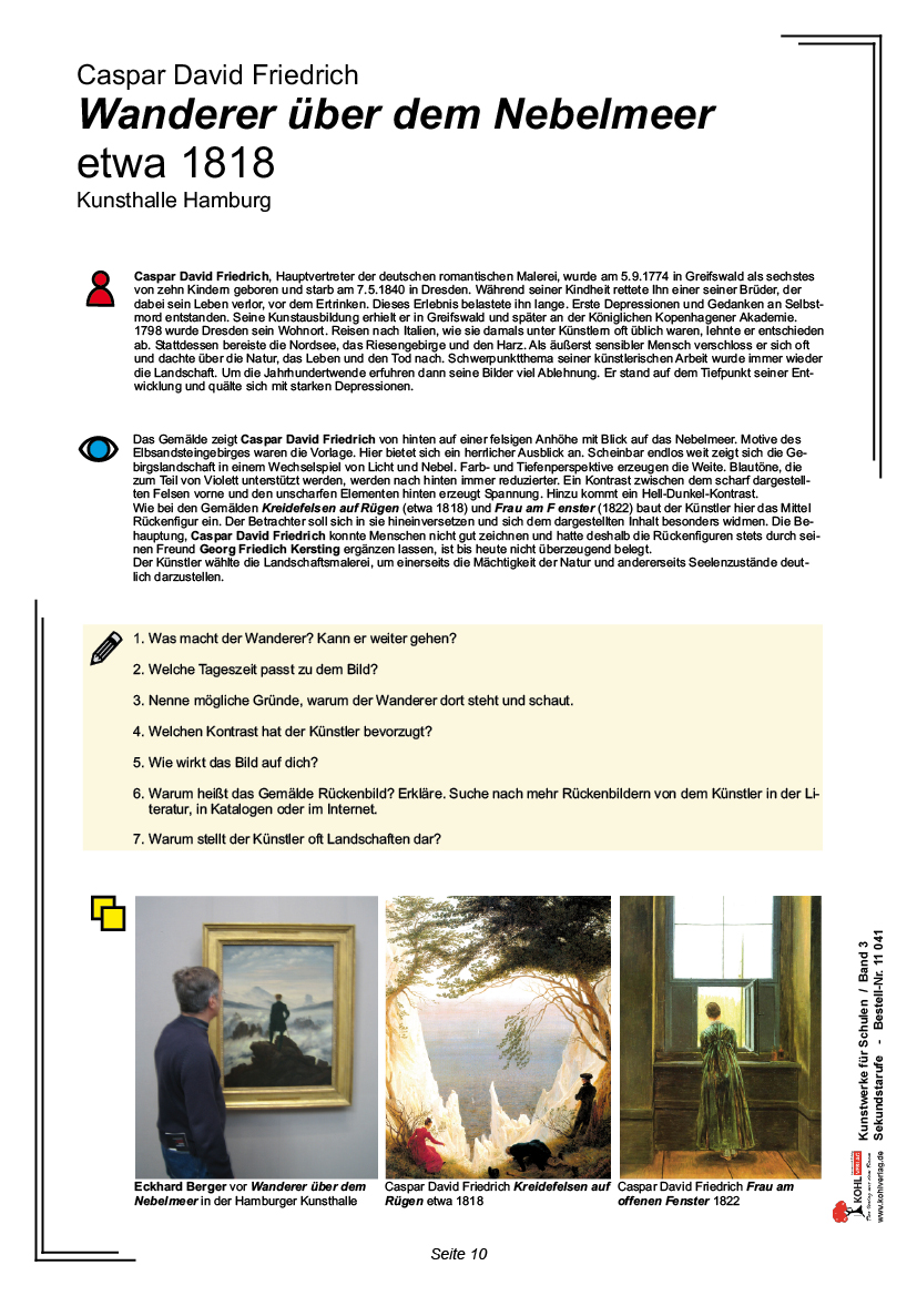 Kunstwerke für Schulen / Band 3 (Sekundarstufe) - Bilder, Informationen, Analysen, Aufgaben