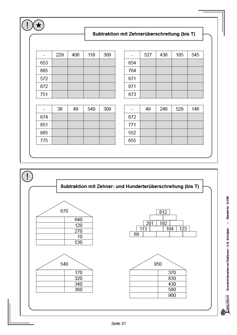 Grundrechenarten an Stationen / Klasse 3-4