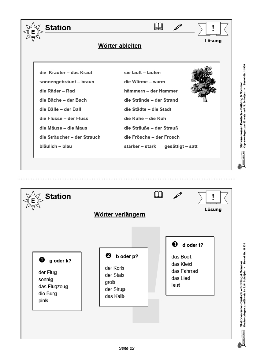 Stationenlernen Deutsch / Frühling & Sommer - Klasse 5/6