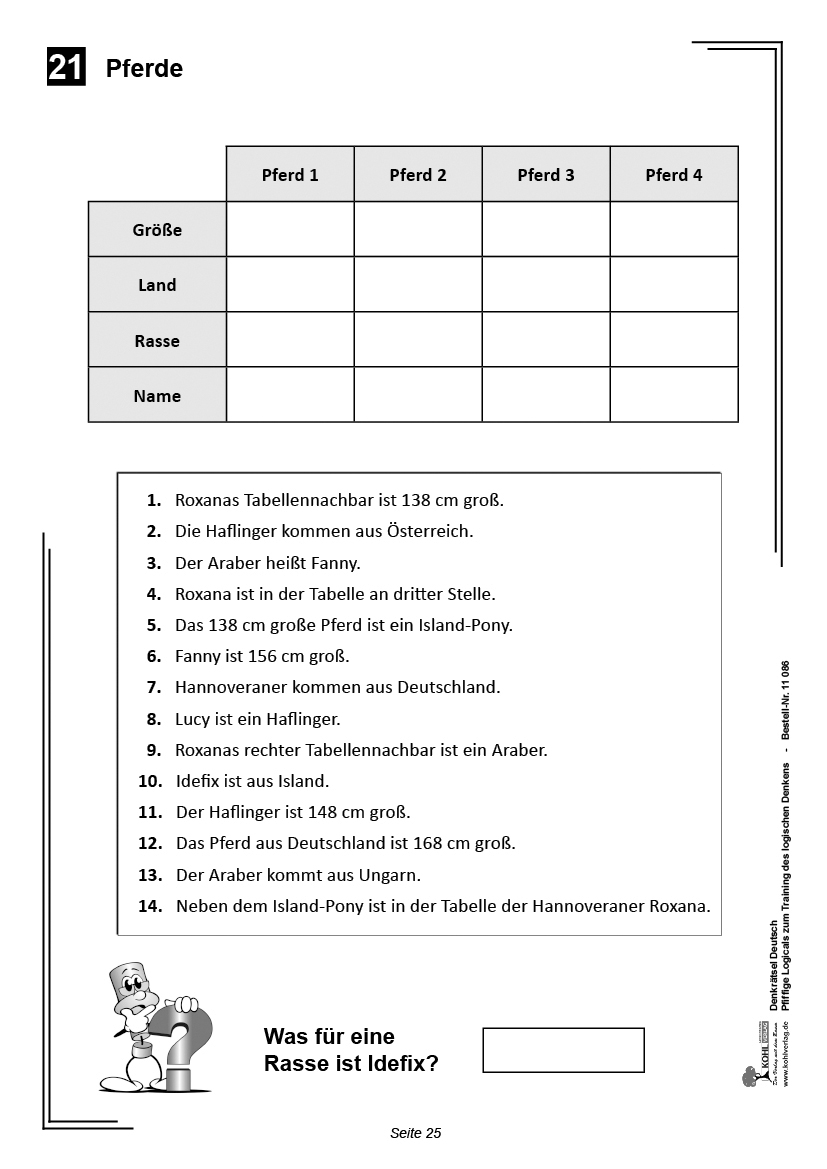 Logikrätsel Deutsch