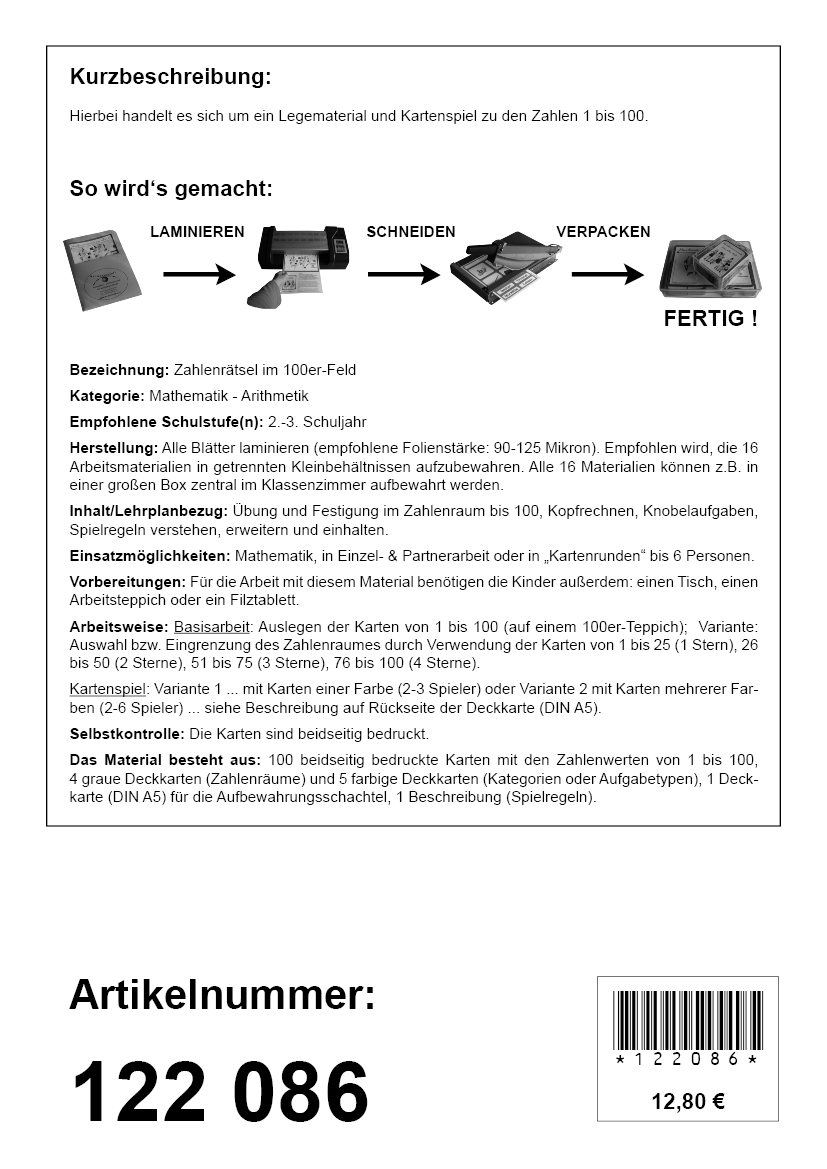 Zahlenrätsel im 100er-Feld