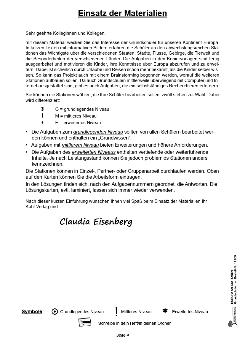 Europa an Stationen / Grundschule - Selbstständiges Lernen in der Grundschule