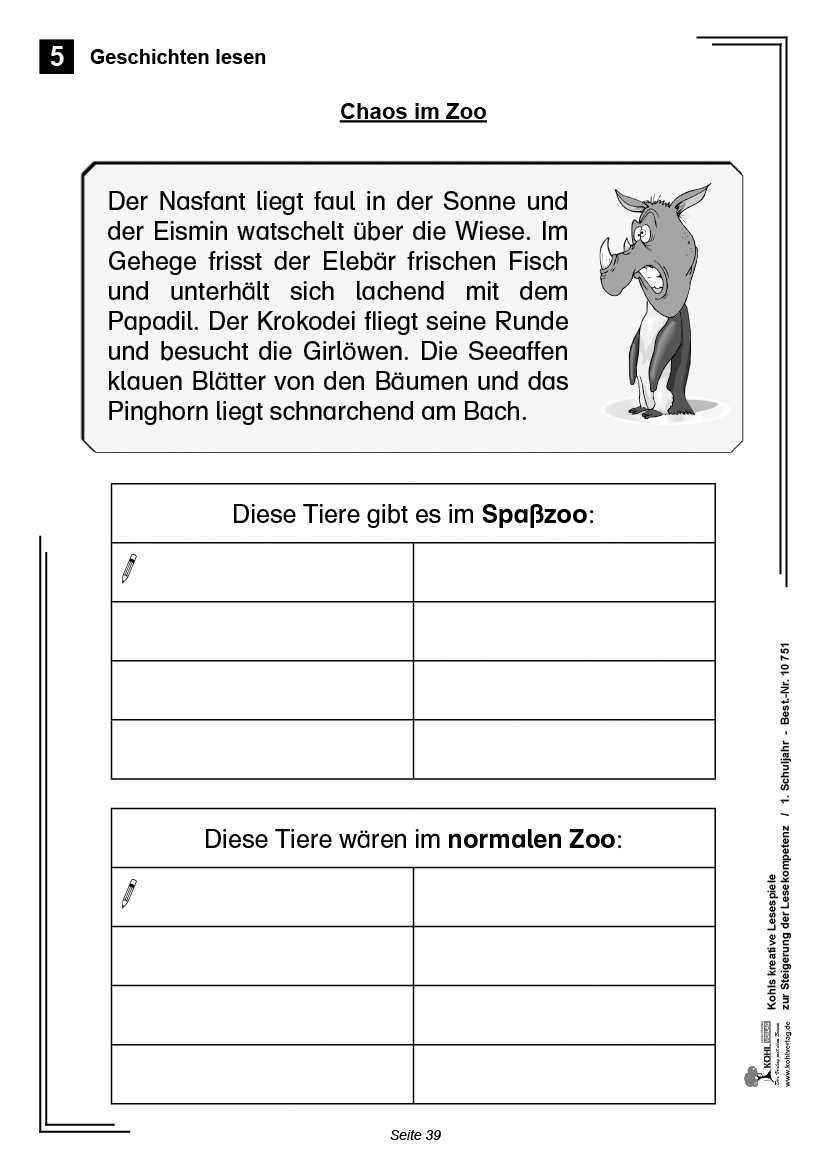 Kreative Lesespiele / Klasse 1