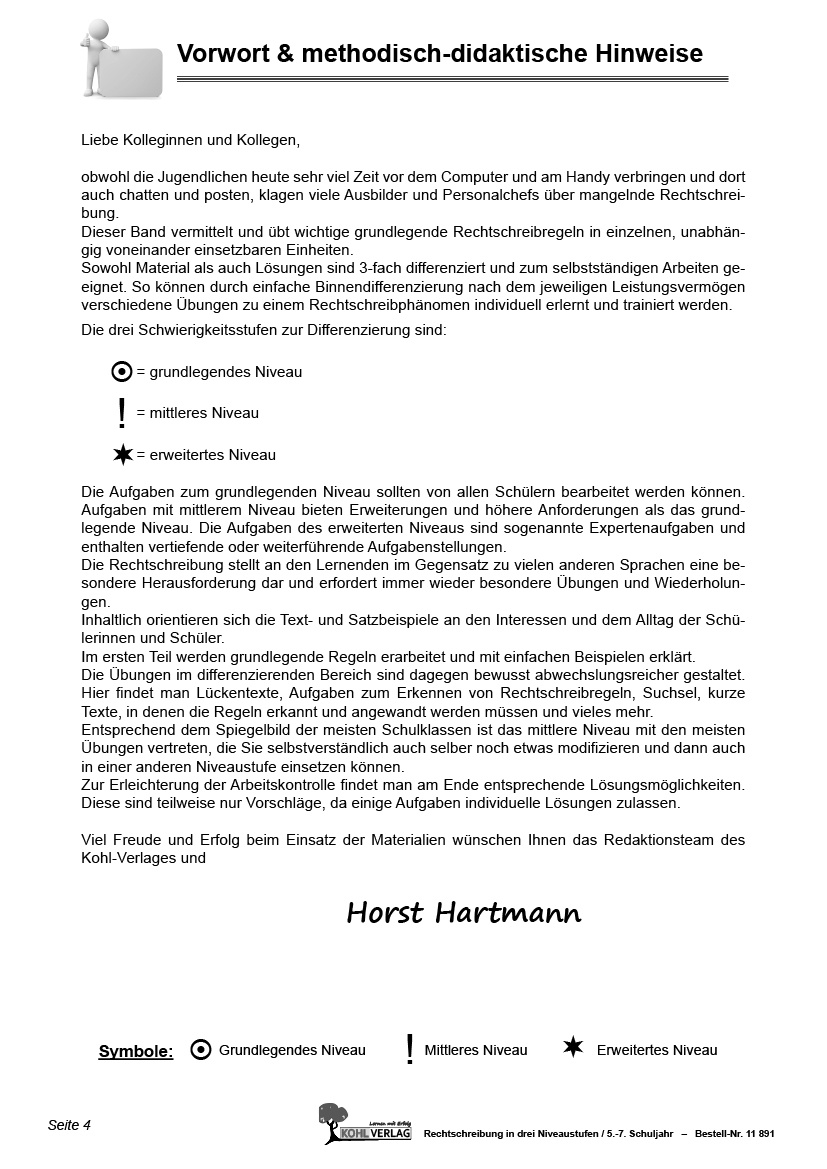 Rechtschreibung in drei Niveaustufen / Klasse 5-7 - Einzeln einsetzbare Einheiten