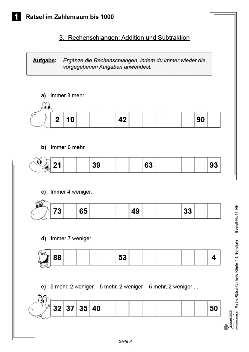 Mathe-Rätsel für helle Köpfe / Klasse 3