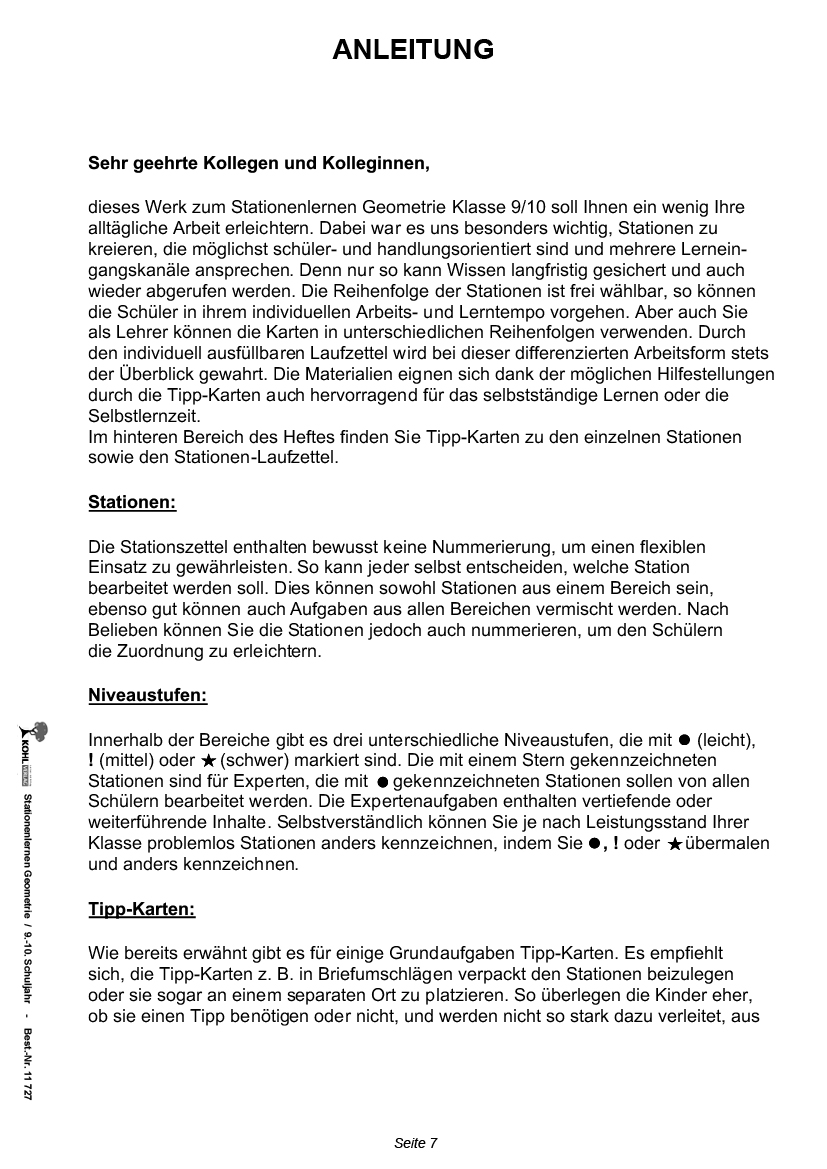 Stationenlernen Geometrie / Klasse 9-10