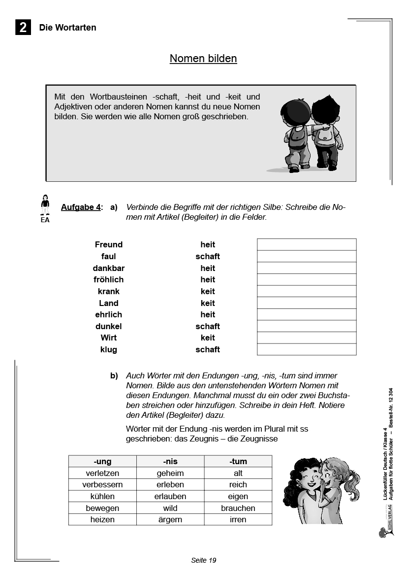 Lückenfüller Deutsch / Klasse 4