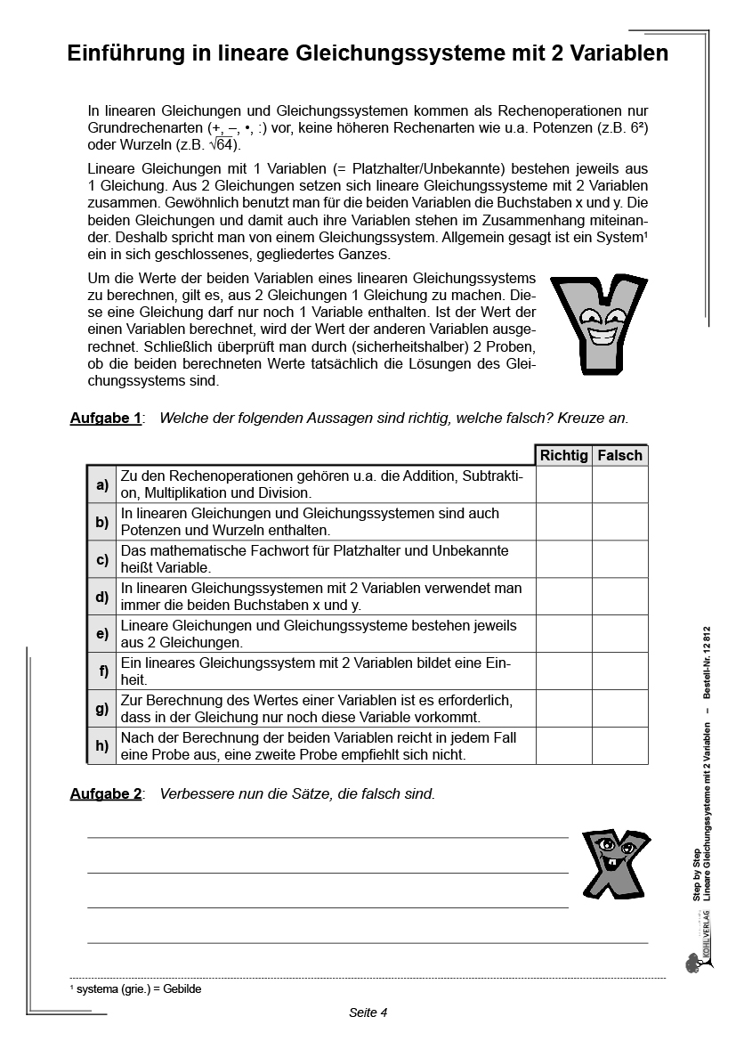 Step by Step / Lineare Gleichungssysteme mit zwei Variablen