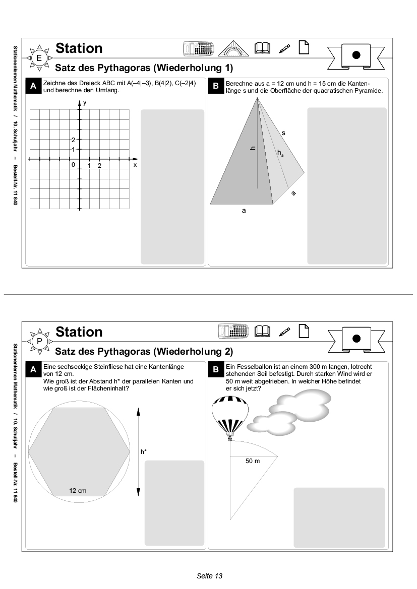 Stationenlernen Mathe / Klasse 10