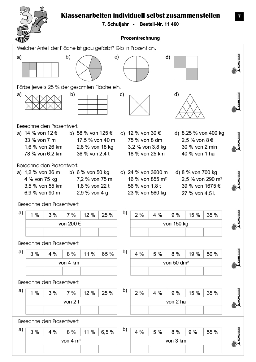 Klassenarbeiten MATHE / Klasse 7