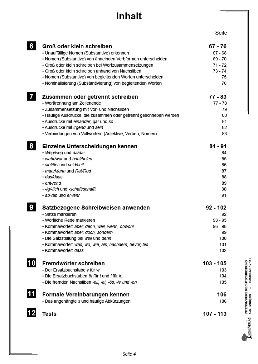 Intensivkurs Rechtschreibung / 5.-6. Schuljahr