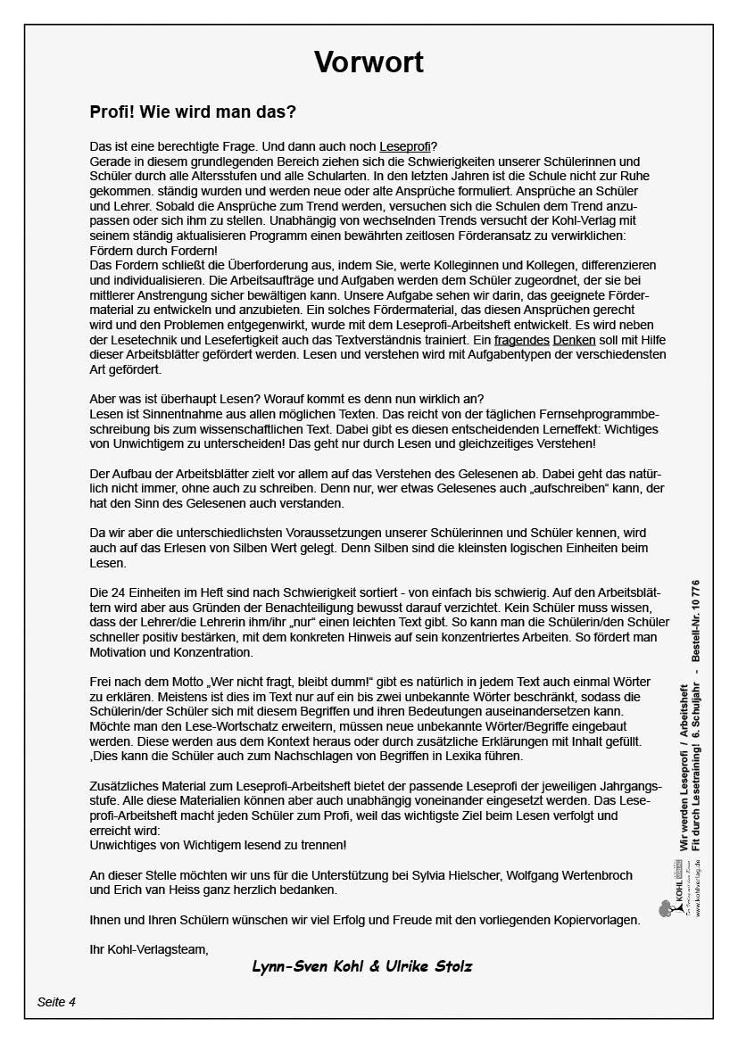 Wir werden Leseprofi - Arbeitsheft / Klasse 6
